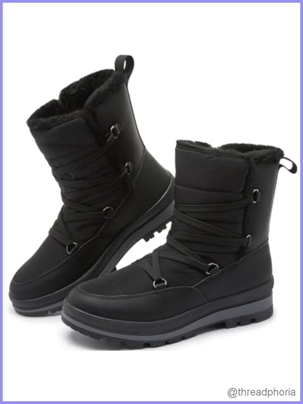 Women's Winter Platform Snow Boots Faux Fur Lined Faux Leather Ankle Booties